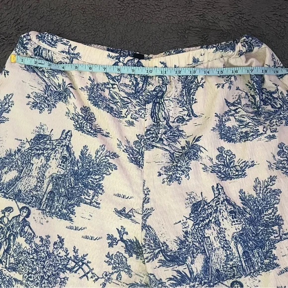 Cider Blue Toile Print Wide Leg Pants Cottagecore Size XL - Picture 8 of 9